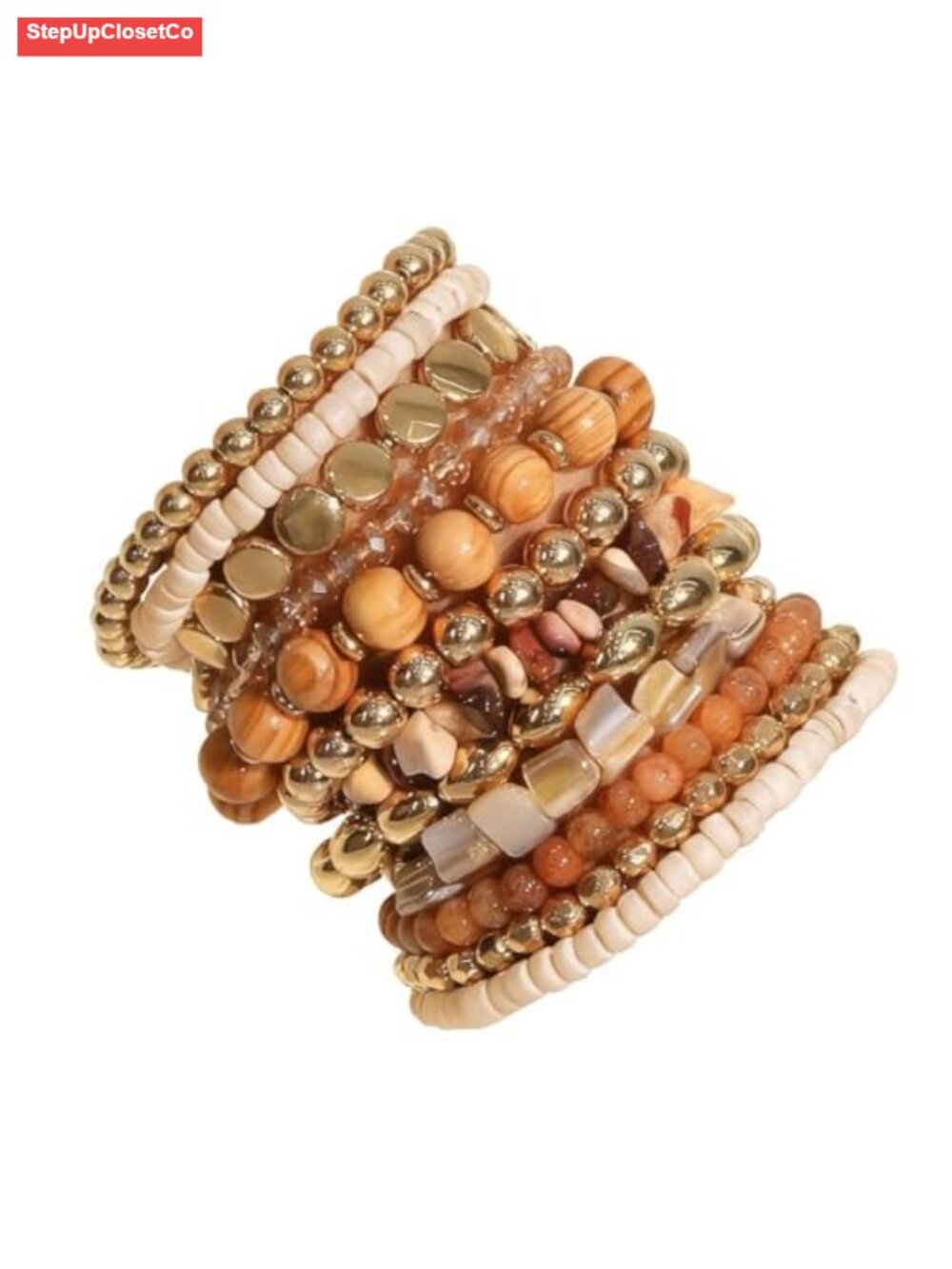 12 Pcs Boho Stackable Stretch Bracelets Gold Bead Women Summer Beach Jewelry